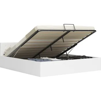 Nábytek vidaXL Rám postele zvedací úložný prostor bílý umělá kůže 180 x 200 cm