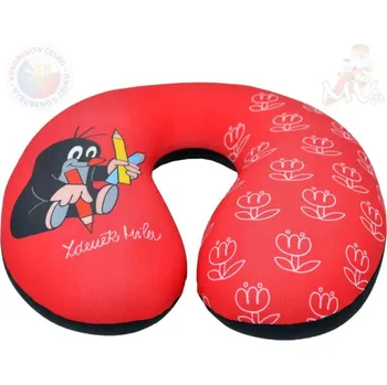 Cestovní polštářek Moravská ústředna Zákrčník červený krtek (Krteček) 24x23cm opěrka hlavy