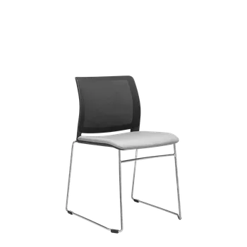 Konferenční židle TREND 525-Q-N4 (podnož chrom, čal. sedák, opěrák síťovina, stohovatelná)