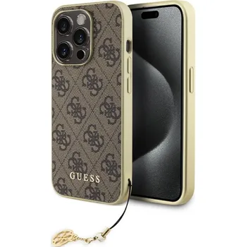 Pouzdro na mobilní telefon Guess 4G Charm Zadní Kryt pro iPhone 15 Pro Brown Prémiový zadní kryt Guess 4G Charm se vyznačuje elegantním, charakteristickým 4G vzorem, doplněným o zlaté logo GUESS. Kryt je vyrobený z lehkého a o