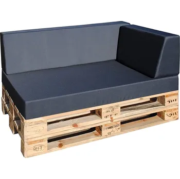 Podsedák Venkovní sedáky – klasická outdoor látka, odolné sedáky pro zahradní nábytek Barva potahu: MODRÁ, Velikost produktu: 120 x 40 x 15/25 zkosená opěrka