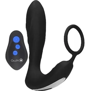 Anální kolík Ouch! E stim & Vibration Butt Plug & Cock Ring with Remote