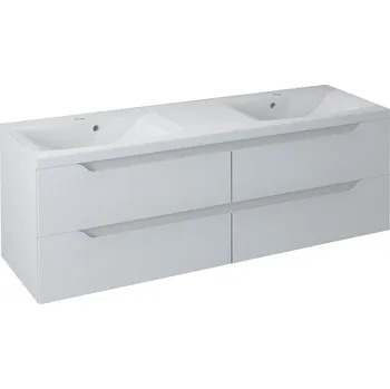 Koupelnový nábytek WAVE dvojumyvadlová skříňka 4xzásuvka,150x50x47,8cm, bílá