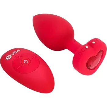 Anální kolík b-Vibe Vibrating Heart Plug M/L Red