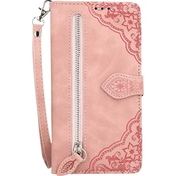 Pouzdro na mobilní telefon Pouzdro Samsung A15 knížkové se zipem růžové (kryt neboli obal na Samsung A15)