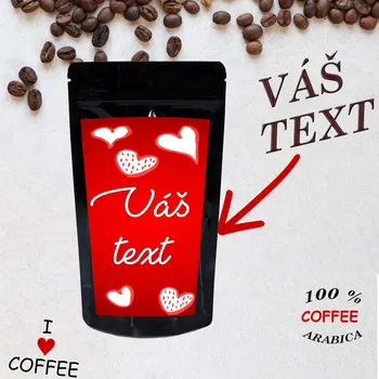 Káva Valentýnská dárková káva s Vaším textem (aromatizovaná káva zrnková)