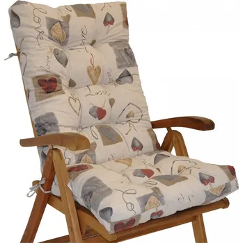 Axin Trading s.r.o. Polstr na teakové zahradní křeslo vysoké - látka motiv srdce LOVE
