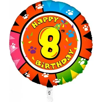 Balónek Fóliová ČÍSLICE 8 - vzor KOČKA, kulatý, velikost 53cm (zn. GRABO)