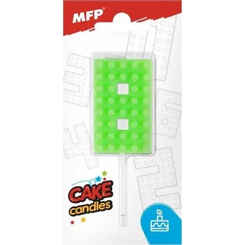Dortová svíčka Dortová svíčka, ČÍSLICE 8, lego design, svítivě zelená barva (zn. MFP)