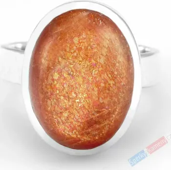 Prsten Stříbrný prsten (Ag 925/1000) se slunečním kamenem QA, vel. kamene cca 19 x 15 mm (SL9076R)