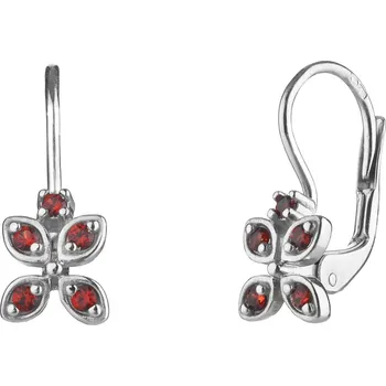 Náušnice Stříbrné náušnice s českým granátem, rhodiované - lístek Zapínání: brizura