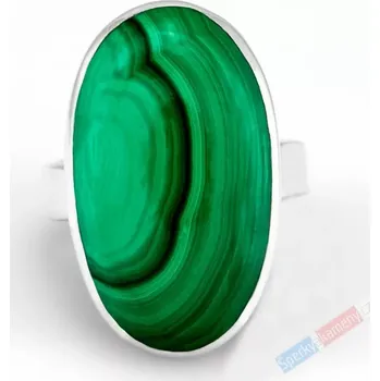 Prsten Stříbrný prsten (Ag 925/1000) s malachitem QAA, vel. kamene cca 27 x 17 mm (MA8473R)