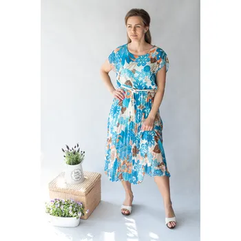Dámské šaty Šaty letní s krátkým rukávem 12693 Itálie barva: modrá, velikost: Univerzální-jedna velikost
