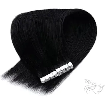 Příčesek Vlasové PU pásky MINI tape in na prodlužování vlasů 50cm 01 - černá jako uhel