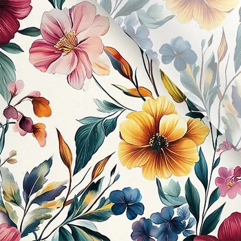 Umělé hedvábí / silky mírně elastické botanical flora