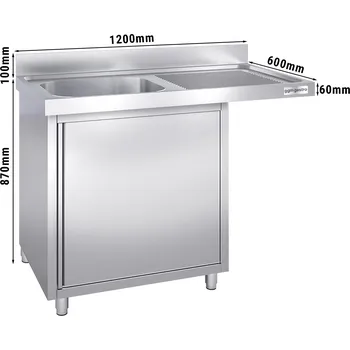 Kuchyňská skříňka G.Gastro Dřezová skříňka s prostorem na myčku 1,2 m - 1 dřez vlevo D 40 x Š 40 x H 25 cm