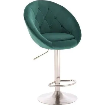 Barová židle LuxuryForm DESIGN Barová židle VERA VELUR na stříbrném talíři - zelená