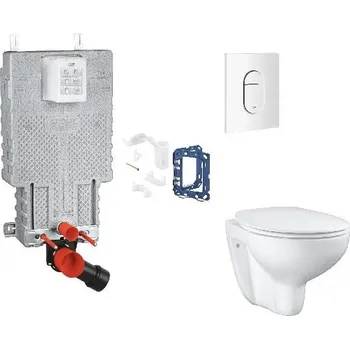 WC sada Grohe Uniset - Set předstěnové instalace, klozetu, sedátka SoftClose, tlačítka Arena Cosmopolitan a sady pro vhazování tablet, alpská bílá SANI15BB3118