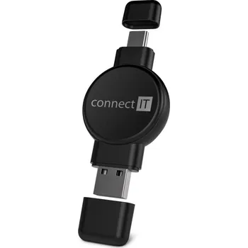 CONNECT IT WatchTravelCharge bezdrátová nabíječka Qi (Apple,Samsung) USB-A/USB-C, ČERNÁ