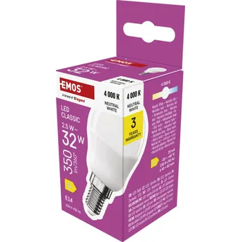 Osvětlení EMOS LED CLS MINI GLOBE 2,5W(32W) 350lm E14 NW