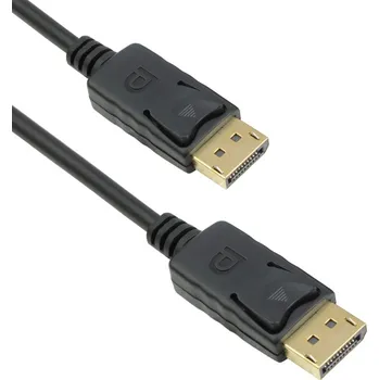 Video kabel DeTech Kabel DP-DP M/M, 1.8? - černá DisplayPort kabel verze 1.2 s délkou 1,8 m, určený pro přenos obrazu a zvuku ve vysoké kvalitě. Má 14+1 měděných vodičů a odolný černý plášť s průměrem 5,5 mm.