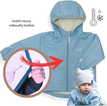 Esito (ušito v ČR) Dětská zimní softshellová bunda Esito s kožíškem vel. 74-86 světle modrá