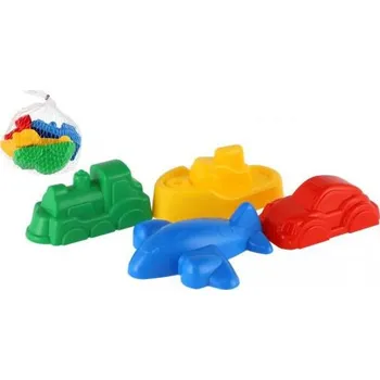 Hra na zahradu Teddies Formičky Bábovky na písek 4ks dopravní prostředky v síťce