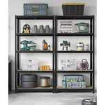 Nastavitelný pětipatrový regál 200 x 100 x 50 cm sada 2ks | černý