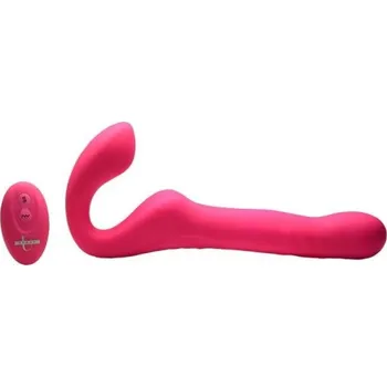 Připínací penis Strap U MightyThrust Thrusting & Vibrating Strapless StrapOn with Remote Pink