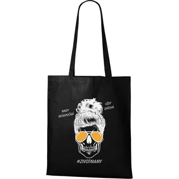 DOBRÝ TRIKO Nákupní taška s potiskem Život mámy Barva: Černá