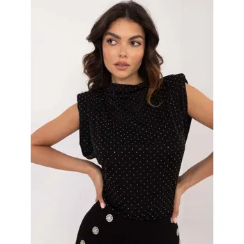 Černá společenská halenka s vycpávkami na ramenou