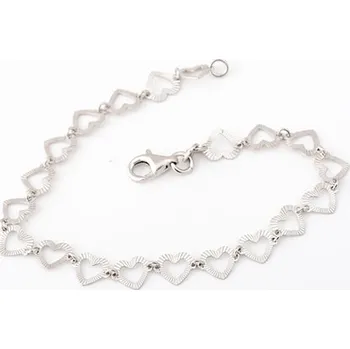 Náramek Dámský stříbrný náramek se srdíčky 63726F 19 cm