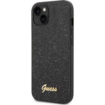 Guess PC/TPU Glitter Flakes Metal Logo Zadní Kryt pro iPhone 14 Black Guess Glitter Flakes Metal Logo prémiový kryt, který je speciální použitým materiálem, uvnitř kterého jsou třpytivé glittery. Pou