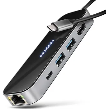 Stolní počítač AXAGON HMC-6GLN, USB 5Gbps hub, 2x USB-A, USB-C, HDMI 4k/60Hz, RJ-45 GLAN, PD 100W, kabel USB-C 20cm
