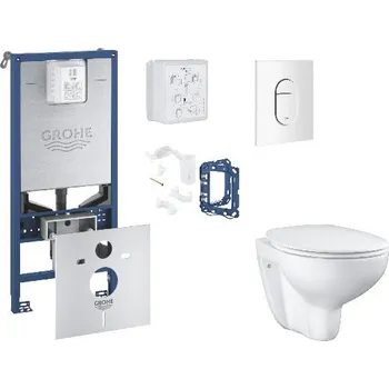 WC sada Grohe Rapid SLX - Set předstěnové instalace, klozetu, sedátka SoftClose, tlačítka Arena Cosmopolitan a sady pro vhazování tablet, alpská bílá SANI11BB3134