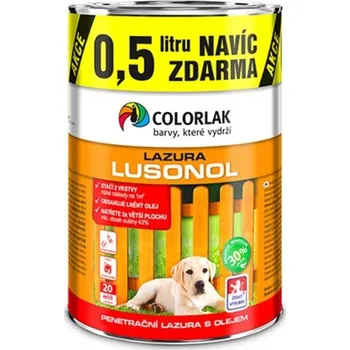 barva a nátěr na dřevo Colorlak Lusonol lazura S1023/0026 dub 2,5 l + 0,5 l zdarma