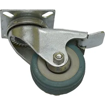 Nábytkové kování 65mm otočné+plotna+brzda šedá 002969