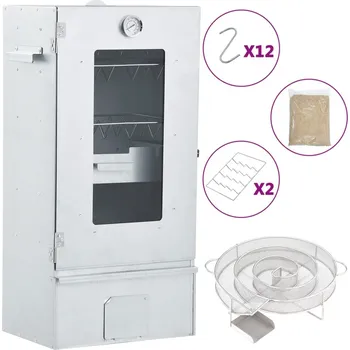 Zahradní gril Petrashop Grilovací trouba / udírna s generátorem kouře pozinkovaná ocel Stříbrná3200751