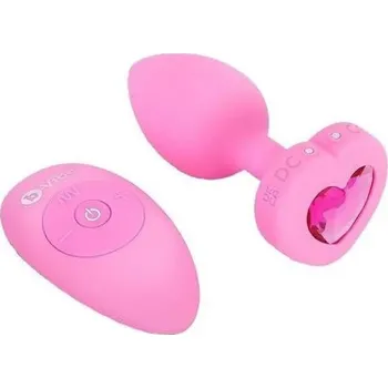 Anální kolík b-Vibe Vibrating Heart Plug S/M Pink