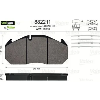 Brzdová destička Sada brzdových destiček, kotoučová brzda VALEO 882211