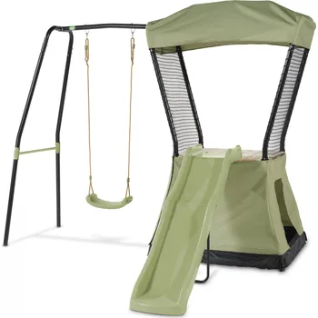 Dětské hřiště Herní věž Exit Ivy se skluzavkou a houpačkou Stabilní a pevný černý kovový rám