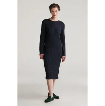 Dámské šaty ŠATY GANT TEXTURED KNIT DRESS EVENING BLUE