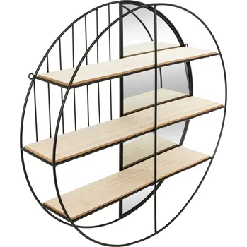 Koupelnový nábytek Atmosphera Kulatá závěsná police se zrcadlem ZINA, Ø 56 cm