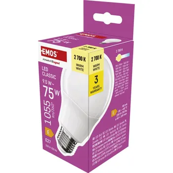 Žárovka EMOS LED CLS A60 9,5W(75W) 1055lm E27 WW