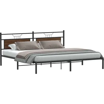 vidaXL Rám postele bez matrace Hnědý dub 193x201 cm Dřevěné konstrukce