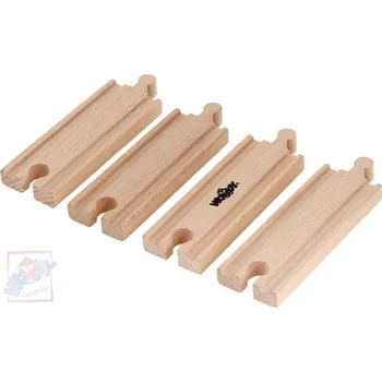 Vláček a vláčkodráha Woody DŘEVO Kolej rovná krátká set 4ks příslušenství k vláčkodráze