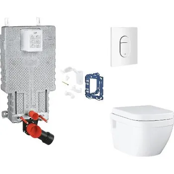 WC sada Grohe Uniset - Set předstěnové instalace, klozetu, sedátka SoftClose, tlačítka Arena Cosmopolitan a sady pro vhazování tablet, alpská bílá SANI15BB3124