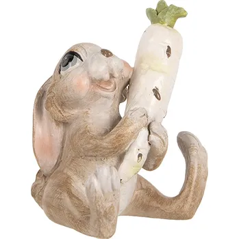 Clayre & Eef - Dekorativní figurka sedícího králíka s mrkví 6PR5238