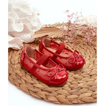 Dívčí baleríny FR1 Dětské balerínky s mašlí červené Jellema Boto tmavě červená 3076528