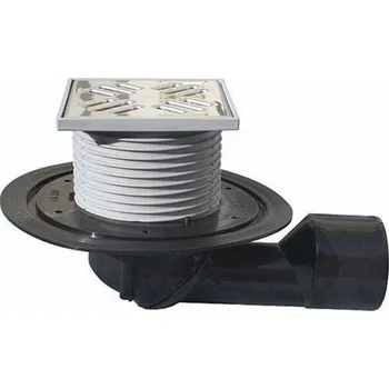 kanalizace Vtok balkónový a terasový DN50/75 s kloubem, s pevnou izolační přírubou, ZU-suchá klapka, plast/nerez